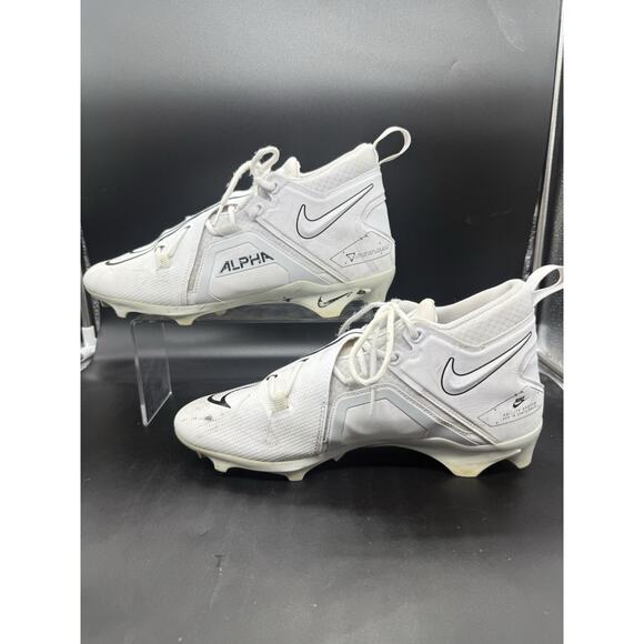 Nike Alpha Menace Pro 3 Football Cleats White Black CT6649-109 Mens Size 12 EUC